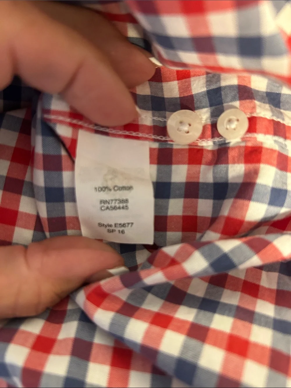 J. Crew Men's Red, Blue & White Gingham Button-Down Shirt Slim fit Size L EUC